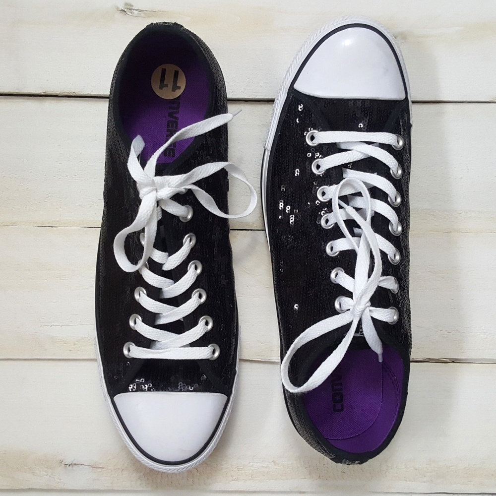 Converse All Star Sequins Black Sneakers Size 13